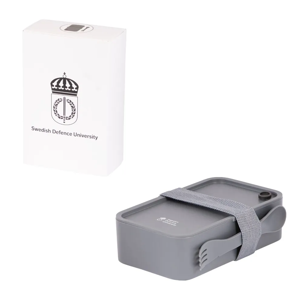 Lunchlåda med spork, engelsk logotype